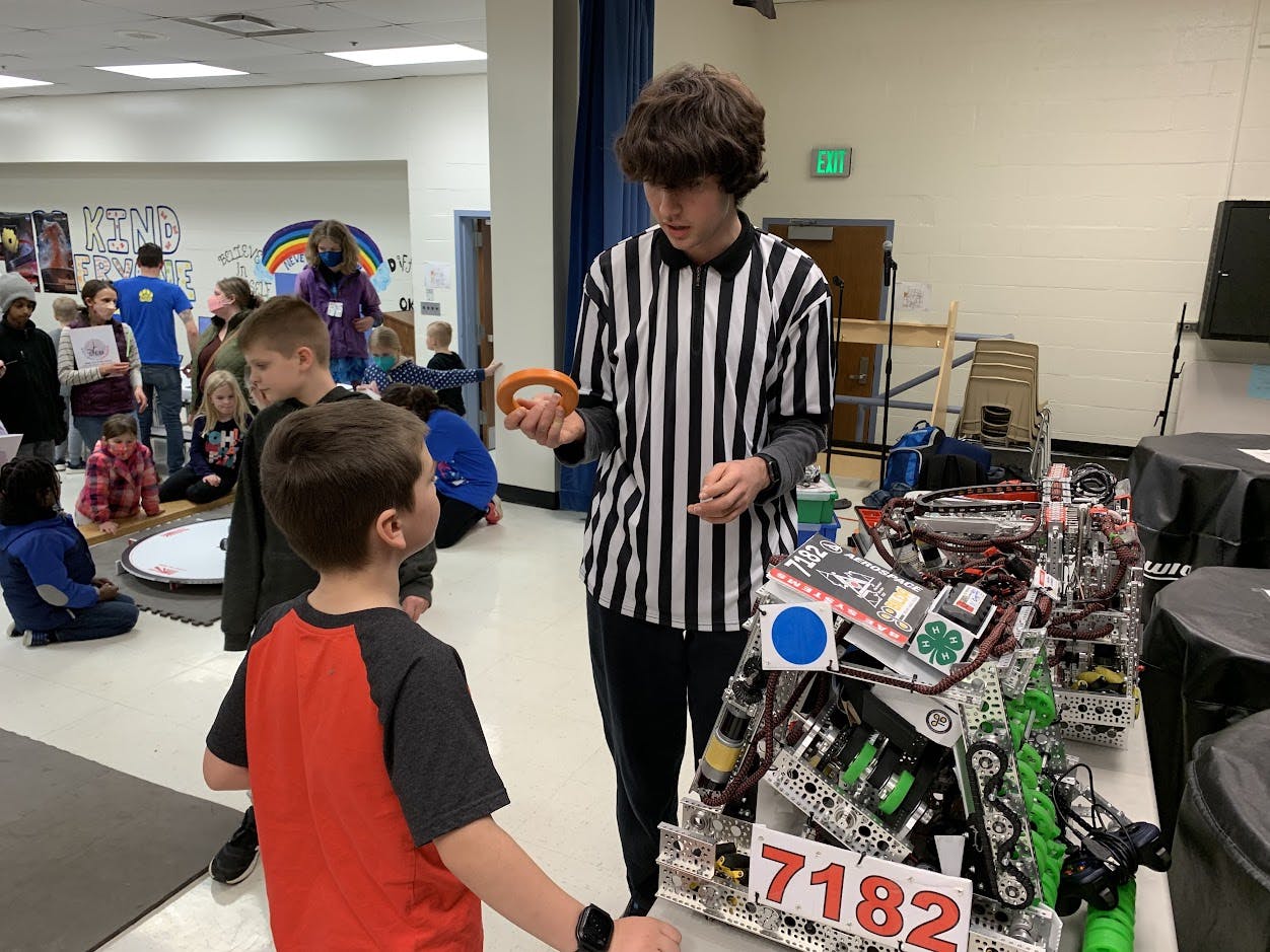 We brought multiple robots to STEM night at an elementary school.